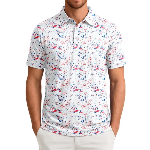 GENTS BLISS Golf Men Shirts Short Sleeve Shirts for Men Floral Print Men Polo Shirts