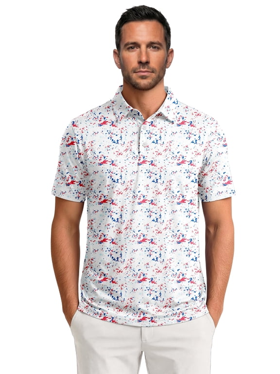 Golf Men Shirts Short Sleeve Shirts for Men Floral Print Men Polo Shirts