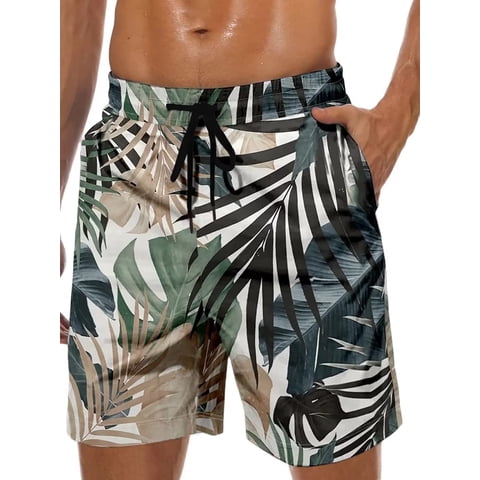Hawaiian Men Shorts Bathing Mesh Lining Beach Shorts for Men with Pockets Swim Trunks