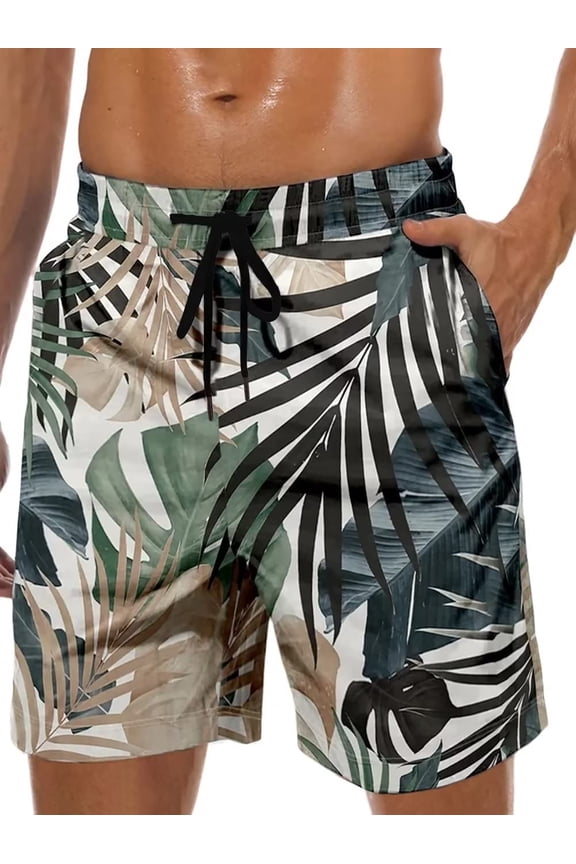 Hawaiian Men Shorts Bathing Mesh Lining Beach Shorts for Men with Pockets Swim Trunks