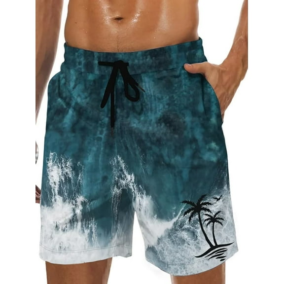 GENTS BLISS Hawaiian Men Shorts Bathing Mesh Lining Beach Shorts for Men with Pockets Swim Trunks