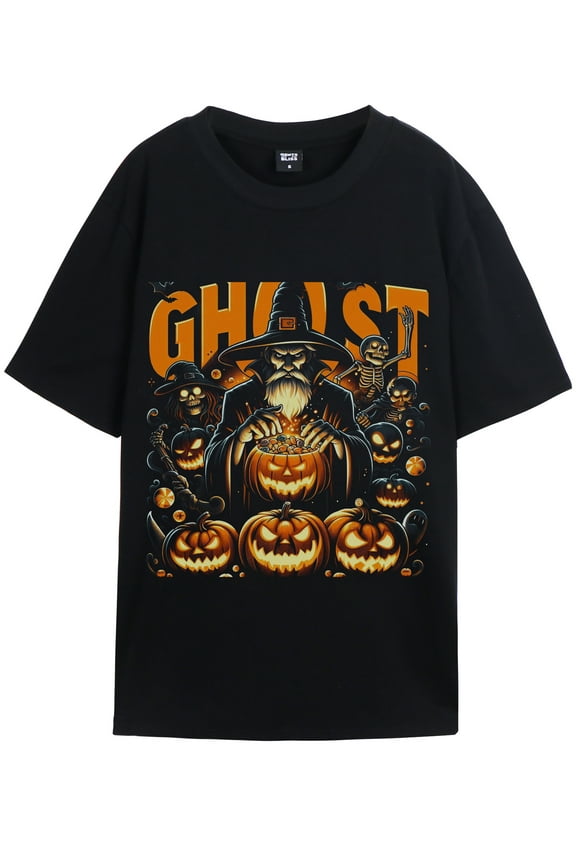 Heavyweight Graphic T-shirts Great Pumpkin Halloween Tee Ghosts Skull Funny Shirts Size XS-3XL