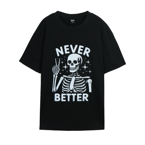 GENTS BLISS Heavyweight Graphic T-shirts Halloween Tee Skull Ghosts Tee Funny Casual Shirts Size XS-3XL