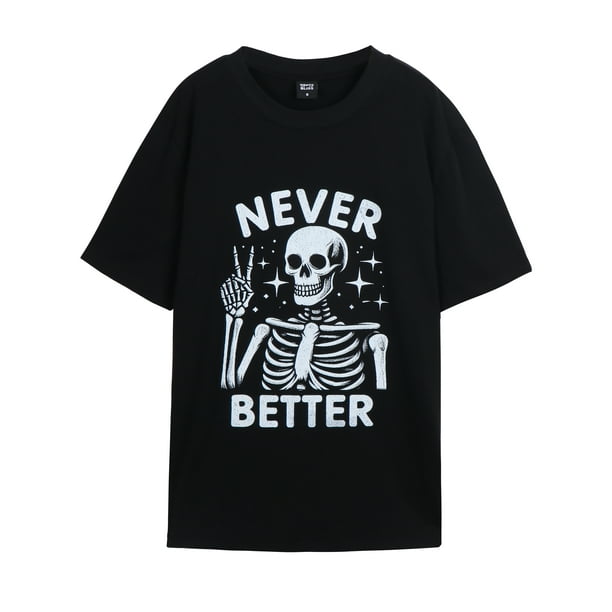 GENTS BLISS Heavyweight Graphic T-shirts Halloween Tee Skull Ghosts Tee Funny Casual Shirts Size XS-3XL