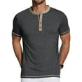 thumbnail image 1 of GENTS BLISS Henley Men Shirts Short Sleeve T shirts for Men Crew Neck Color Block Men Shirts, 1 of 6