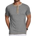 thumbnail image 1 of GENTS BLISS Henley Men Shirts Short Sleeve T shirts for Men Crew Neck Color Block Men Shirts, 1 of 6