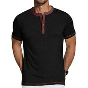 GENTS BLISS Henley Men Shirts Short Sleeve T shirts for Men Crew Neck Color Block Men Shirts