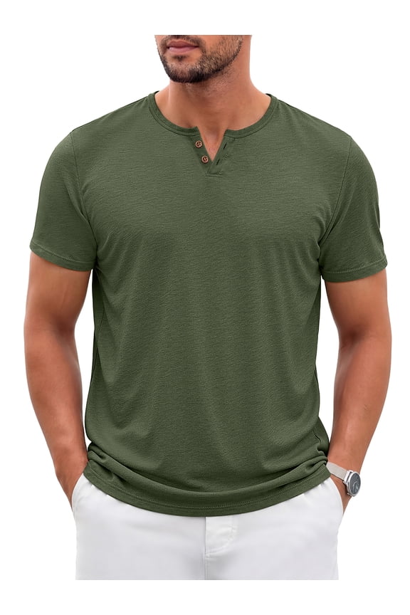 Henley Men Shirts Short Sleeve T shirts for Men V Neck Casual Men Shirts