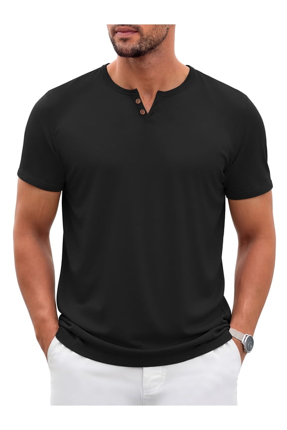 Henley Men Shirts Short Sleeve T shirts for Men V Neck Casual Men Shirts