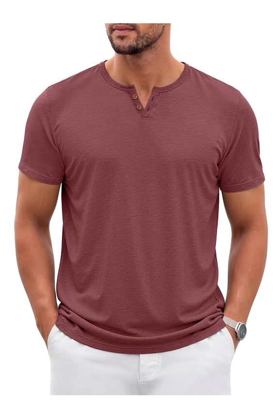 Henley Men Shirts Short Sleeve T shirts for Men V Neck Casual Men Shirts