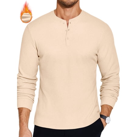 GENTS BLISS Henley Men Sweatshirts Fleece Pullover Men Shirts Long Sleeve Button Sweatshirts for Men