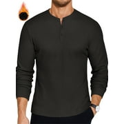 GENTS BLISS Henley Men Sweatshirts Fleece Pullover Men Shirts Long Sleeve Button Sweatshirts for Men