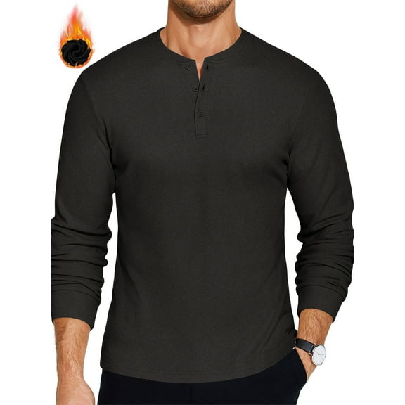 GENTS BLISS Henley Men Sweatshirts Fleece Pullover Men Shirts Long Sleeve Button Sweatshirts for Men