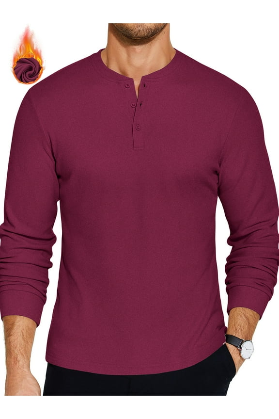 Henley Men Sweatshirts Fleece Pullover Men Shirts Long Sleeve Button Sweatshirts for Men