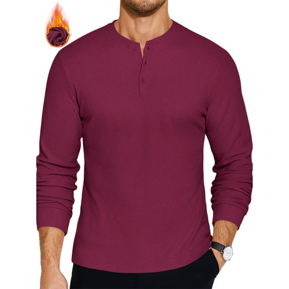 GENTS BLISS Henley Men Sweatshirts Fleece Pullover Men Shirts Long Sleeve Button Sweatshirts for Men