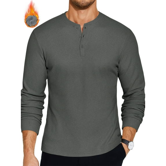 GENTS BLISS Henley Men Sweatshirts Fleece Pullover Men Shirts Long Sleeve Button Sweatshirts for Men