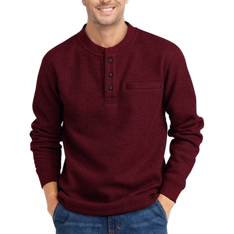 Henley Sweatshirts for Men Long Sleeve Crew Neck Men Sweatshirts Casual Pullover Tops with Pocket