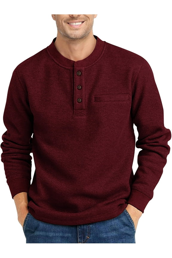 Henley Sweatshirts for Men Long Sleeve Crew Neck Men Sweatshirts Casual Pullover Tops with Pocket