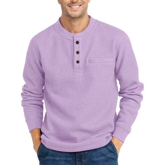 GENTS BLISS Henley Sweatshirts for Men Long Sleeve Crew Neck Men Sweatshirts Casual Pullover Tops with Pocket