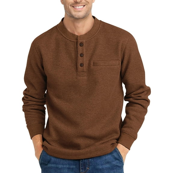 GENTS BLISS Henley Sweatshirts for Men Long Sleeve Crew Neck Men Sweatshirts Casual Pullover Tops with Pocket