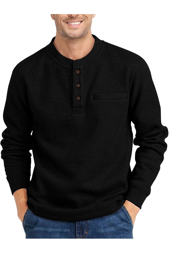 Henley Sweatshirts for Men Long Sleeve Crew Neck Men Sweatshirts Casual Pullover Tops with Pocket