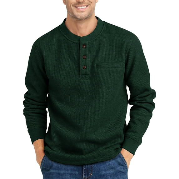 GENTS BLISS Henley Sweatshirts for Men Long Sleeve Crew Neck Men Sweatshirts Casual Pullover Tops with Pocket