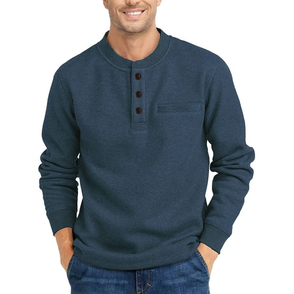GENTS BLISS Henley Sweatshirts for Men Long Sleeve Crew Neck Men Sweatshirts Casual Pullover Tops with Pocket