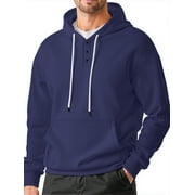 GENTS BLISS Henley Men Hoodies Sweatshirts Lightweight Sweatshirts for Men Drawstring Men Hoodies with Kangaroo Pocket
