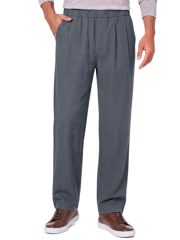 Lightweight Men Pants Elastic Drawstring Pants for Men Cotton Linen Men Pants with Pocket Regular Fit Pants