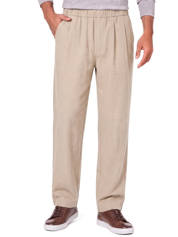 Lightweight Men Pants Elastic Drawstring Pants for Men Cotton Linen Men Pants with Pocket Regular Fit Pants