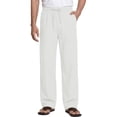 thumbnail image 1 of GENTS BLISS Linen Men Pants Elastic Waist Drawstring Pants for Men Casual Beach Men Pants with Pocket, 1 of 11