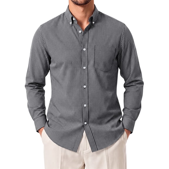 GENTS BLISS Long Sleeve Men Dress Shirts Plaid Button Down Shirts for Men Casual Men Shirts
