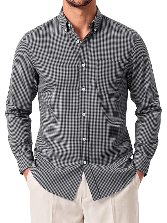Long Sleeve Men Dress Shirts Plaid Button Down Shirts for Men Casual Men Shirts