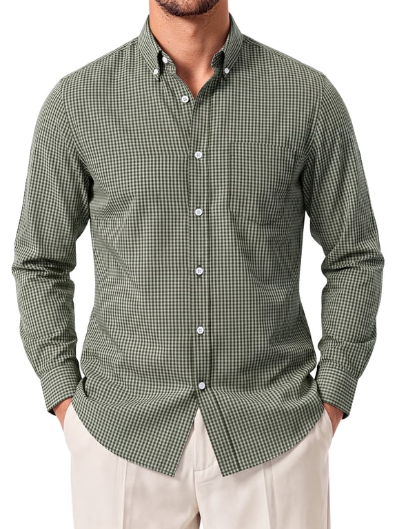 Long Sleeve Men Dress Shirts Plaid Button Down Shirts for Men Casual Men Shirts