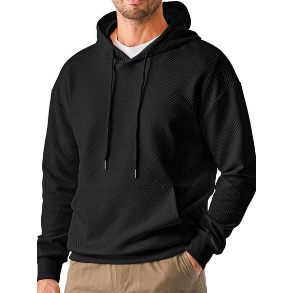 GENTS BLISS Long Sleeve Men Hoodies Sweatshirts Geometric Texture Sweatshirts for Men Casual Pollover Shirts with Kangaroo Pocket