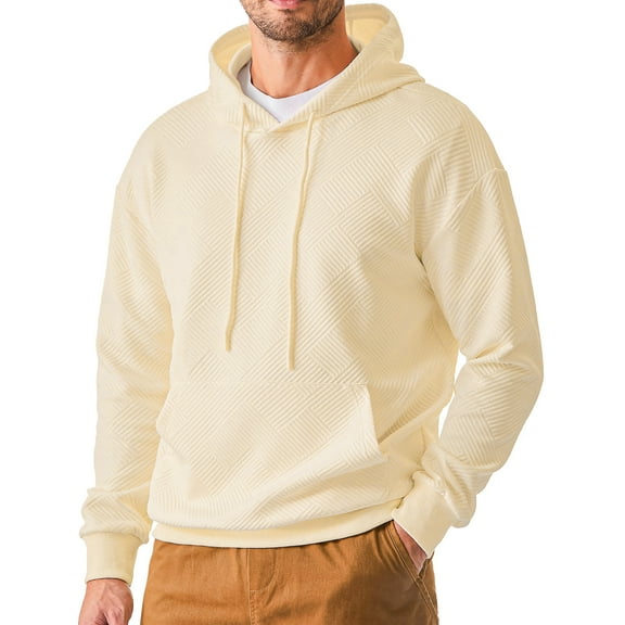 GENTS BLISS Long Sleeve Men Hoodies Sweatshirts Geometric Texture Sweatshirts for Men Casual Pollover Shirts with Kangaroo Pocket