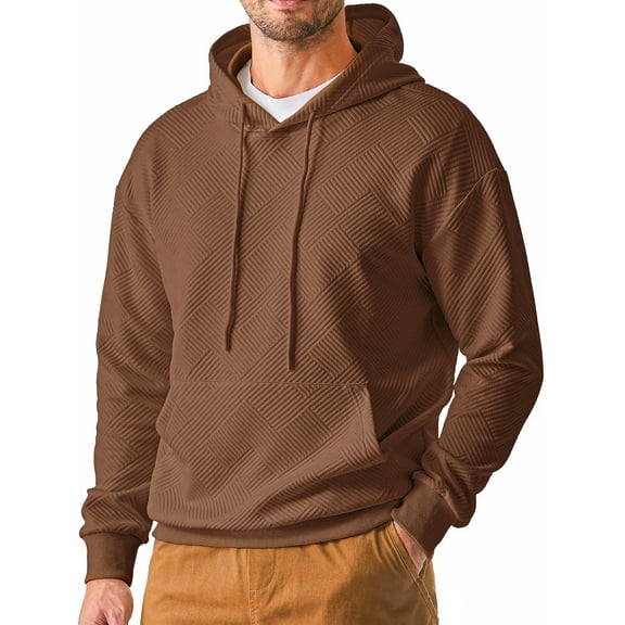 GENTS BLISS Long Sleeve Men Hoodies Sweatshirts Geometric Texture Sweatshirts for Men Casual Pollover Shirts with Kangaroo Pocket