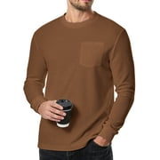 GENTS BLISS Long Sleeve Men Shirts Crew Neck Waffle Shirts for Men Lightweight Men T shirts with Pocket