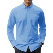 GENTS BLISS Long Sleeve Mens Dress Shirts Casual Solid Shirts for Men Regular Oxford Tops with Pocket