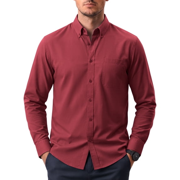 GENTS BLISS Long Sleeve Mens Dress Shirts Casual Solid Shirts for Men Regular Oxford Tops with Pocket