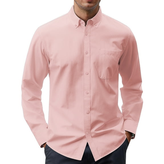GENTS BLISS Long Sleeve Mens Dress Shirts Casual Solid Shirts for Men Regular Oxford Tops with Pocket