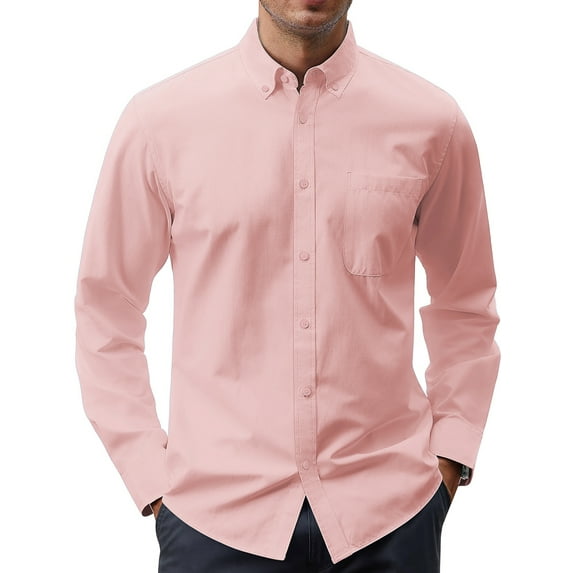 GENTS BLISS Long Sleeve Mens Dress Shirts Casual Solid Shirts for Men Regular Oxford Tops with Pocket