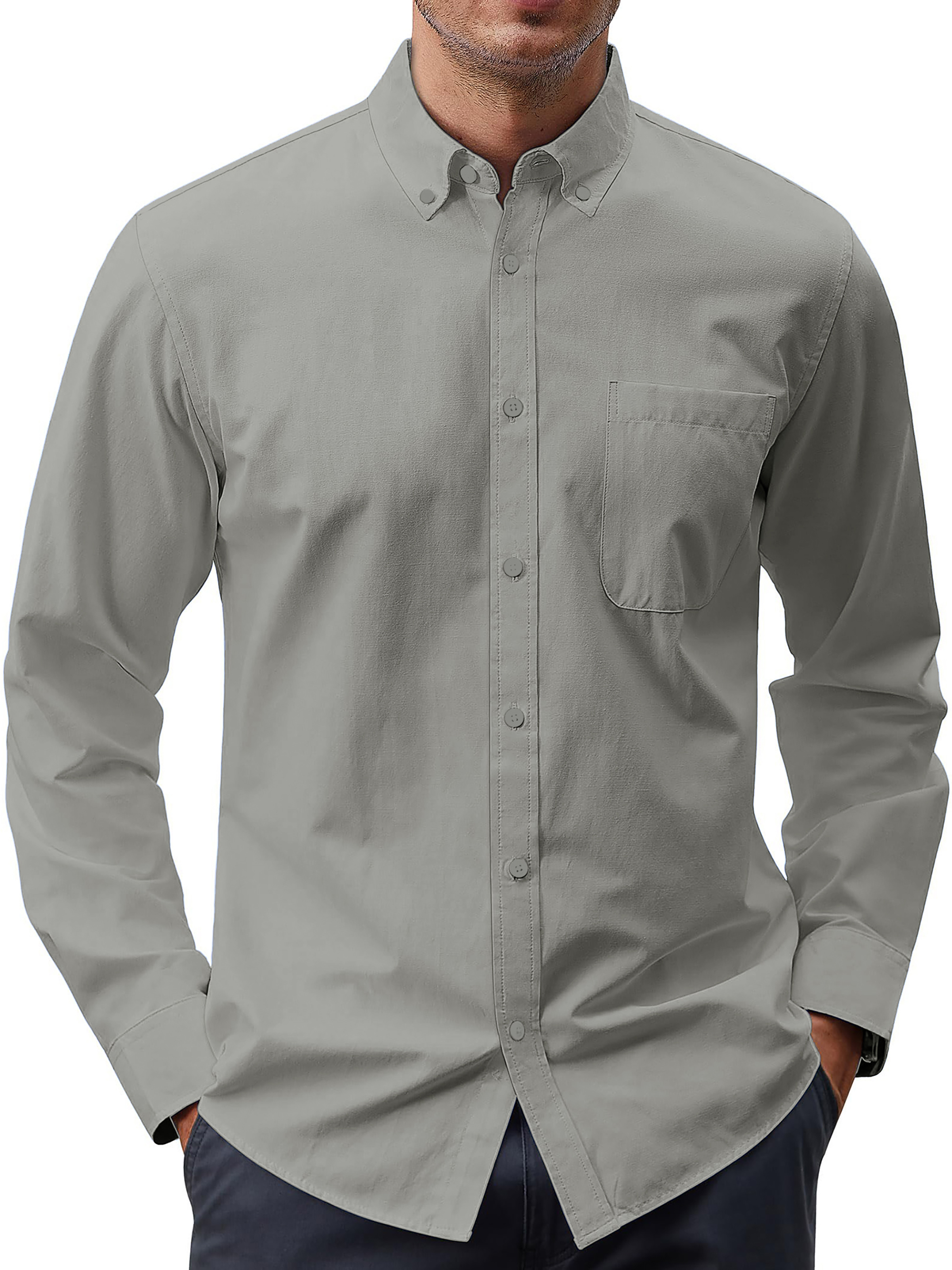 GENTS BLISS Long Sleeve Mens Dress Shirts Casual Solid Shirts For Men 