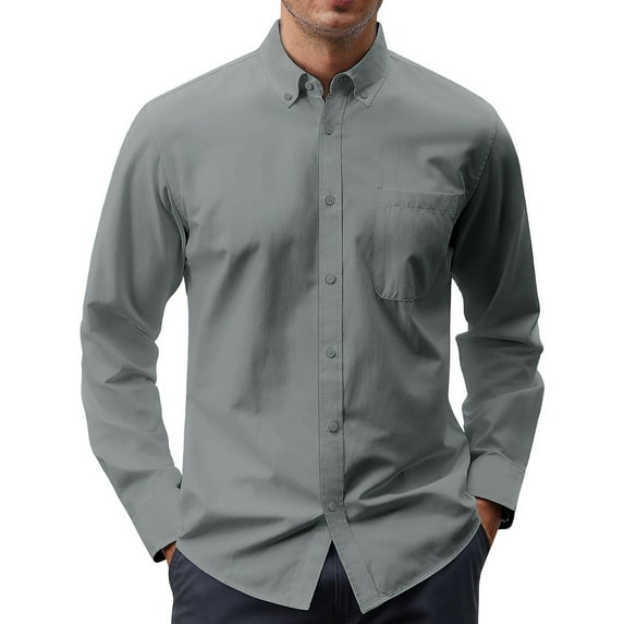 GENTS BLISS Long Sleeve Mens Dress Shirts Casual Solid Shirts for Men Regular Oxford Tops with Pocket