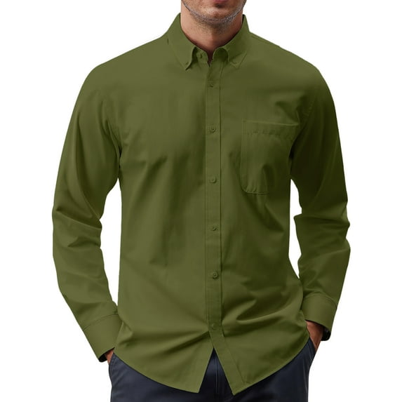 GENTS BLISS Long Sleeve Mens Dress Shirts Casual Solid Shirts for Men Regular Oxford Tops with Pocket
