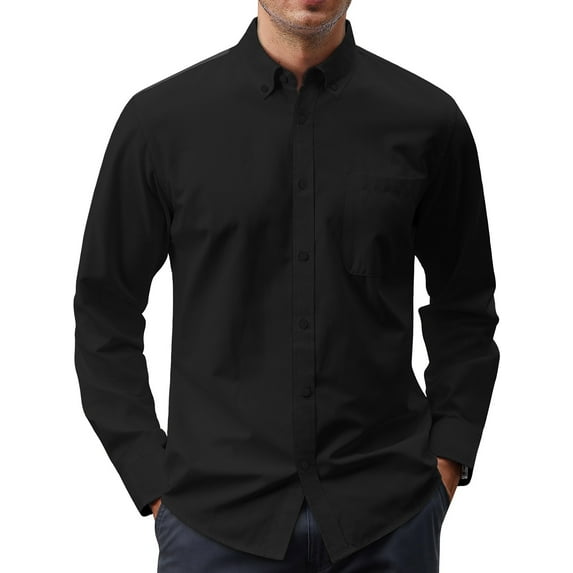 GENTS BLISS Long Sleeve Mens Dress Shirts Casual Solid Shirts for Men Regular Oxford Tops with Pocket