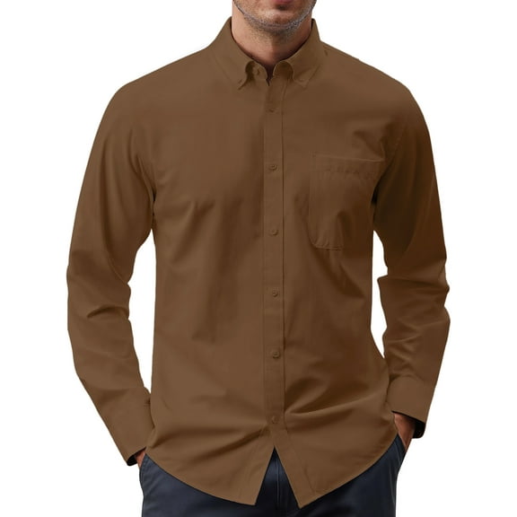 GENTS BLISS Long Sleeve Mens Dress Shirts Casual Solid Shirts for Men Regular Oxford Tops with Pocket