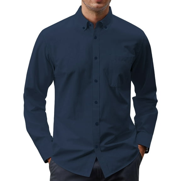GENTS BLISS Long Sleeve Mens Dress Shirts Casual Solid Shirts for Men Regular Oxford Tops with Pocket