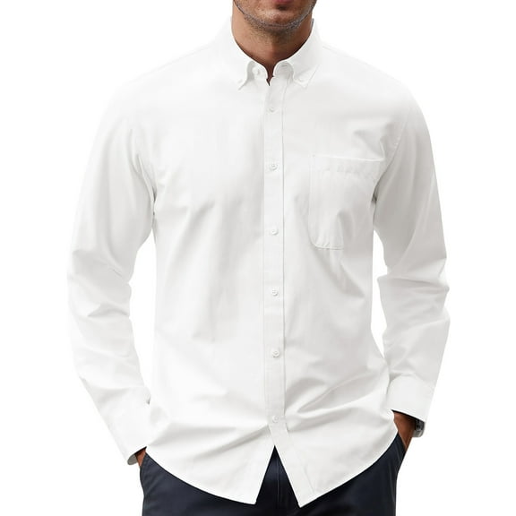 GENTS BLISS Long Sleeve Mens Dress Shirts Casual Solid Shirts for Men Regular Oxford Tops with Pocket