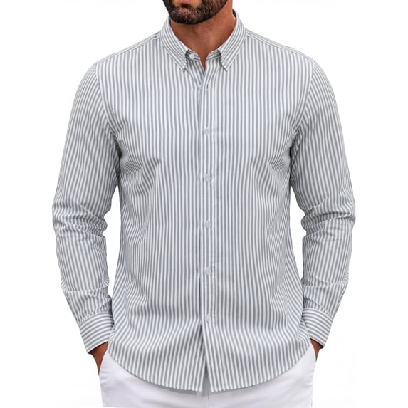 GENTS BLISS Men Dress Shirts Long Sleeve Stripe Shirts for Men Casual Business Button Down Men Shirts